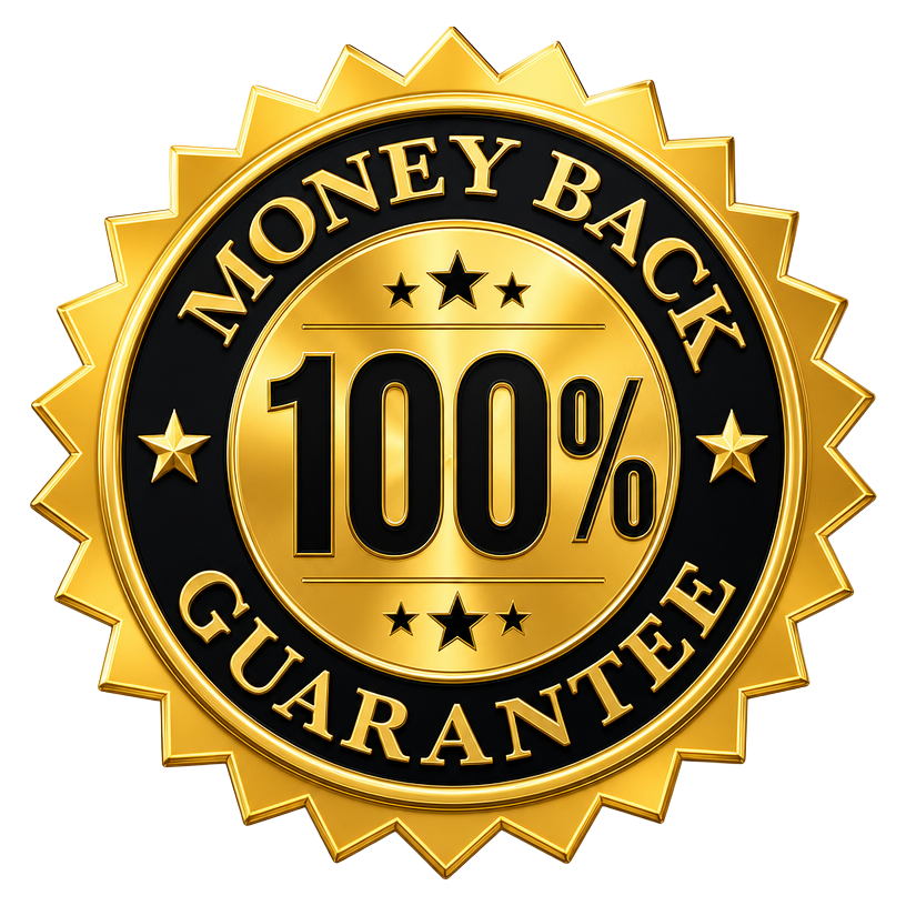 100% money back guarantee seal